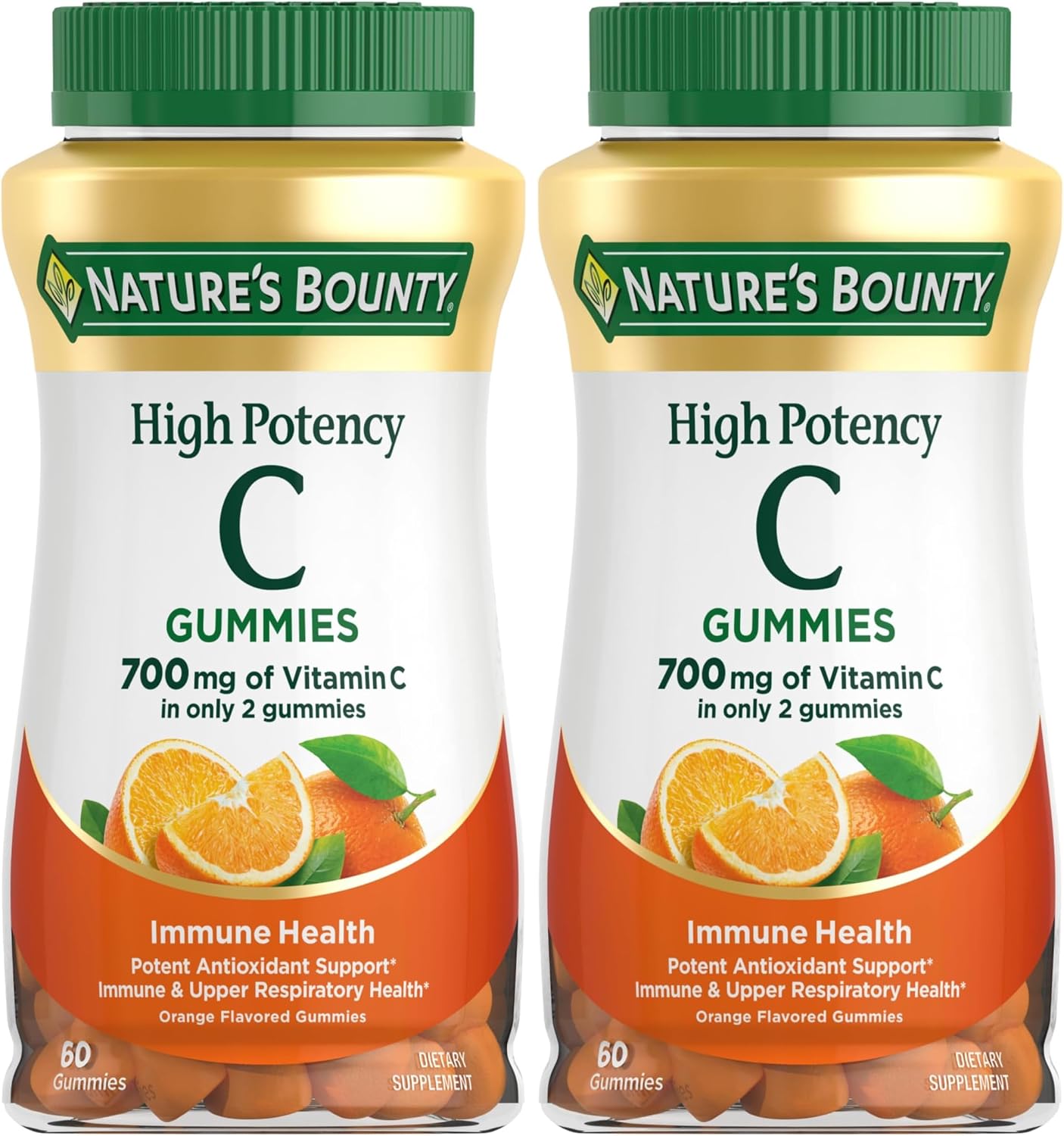 Nature's Bounty Gominolas de Vitamina C 700mg - Alta Potencia, Sabor Naranja, 60 Unidades