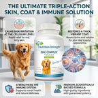 Nutrition Strength Zinc para Perros - Apoyo a la Piel y el Pelaje, Crecimiento Normal, Función Inmune y Metabolismo Celular, con Biotina, Folato, Selenio y Vitamina E, 120 Comprimidos Masticables