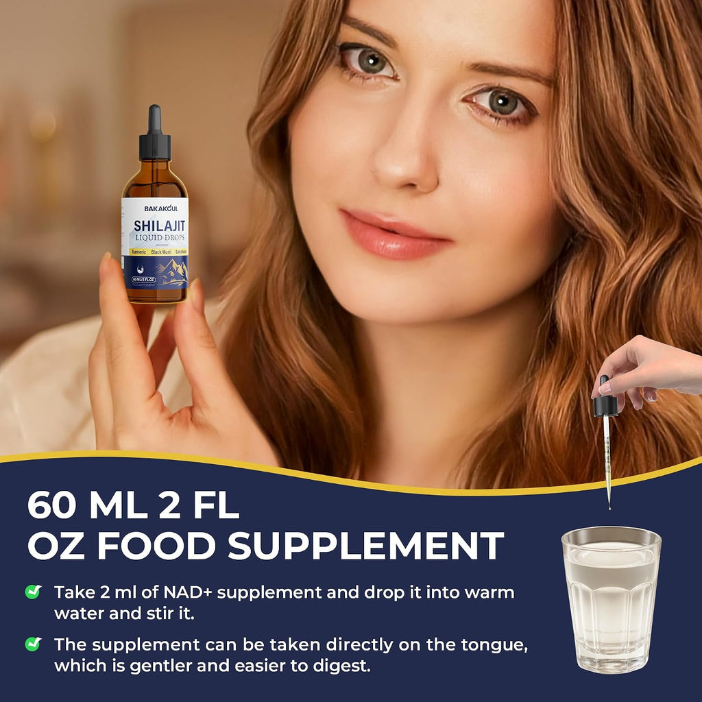 Shilajit Liquid Drops con Ashwagandha, Cúrcuma y Black Musli - Paquete de 2