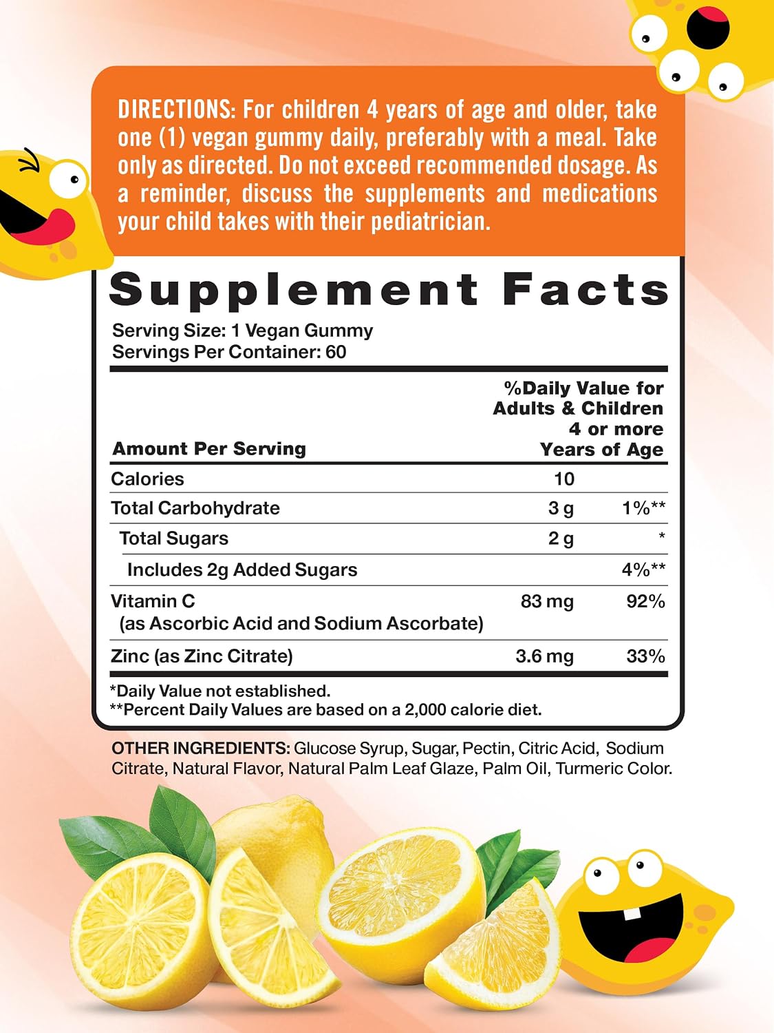 Nature's Truth Gomitas de Vitamina C y Zinc para Niños - 60 unidades - Veganas, sin gluten, sin OMG