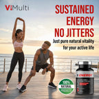 ViMulti X-Energy Complejo de Vitaminas B en Cápsulas con Cafeína, Taurina, Magnesio, Extracto de Acai, Ginseng, Rodiola, Maca, Espirulina, Tongkat Ali, B1, B6, B12, Suplemento Dietético de Folato - 60 Cápsulas