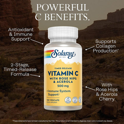 Solaray Vitamina C 500 mg con Escaramujo - – Ayuda a reducir el cansancio y la fatiga. – Image 3