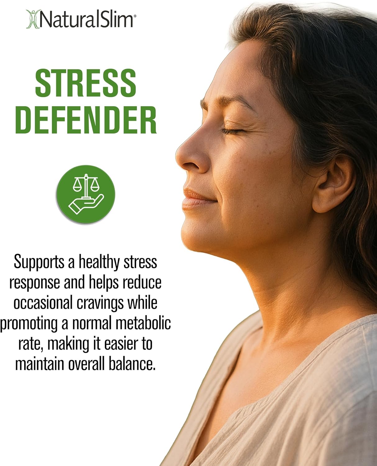 NaturalSlim Stress Defender | Reductor de Cortisol y Alivio del Estrés | Apoyo al Estado de Ánimo, Sueño y Metabolismo | Vitamina B5 y L-Tirosina | 180 Cápsulas Vegetales