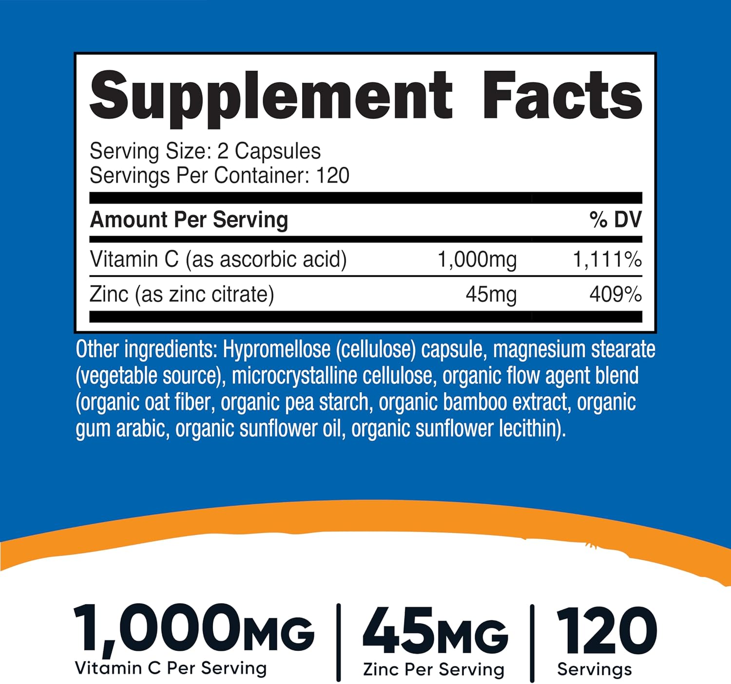 Nutricost Vitamina C con Zinc, 240 Cápsulas (Paquete de 3)
