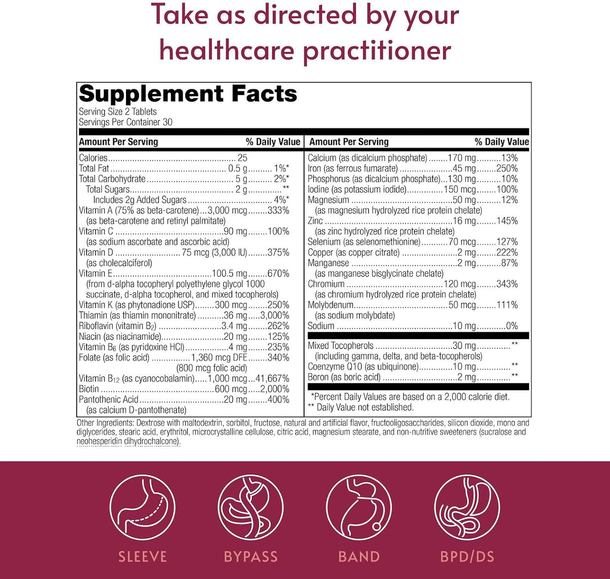 Bariatric Advantage Multivitamínico – Práctico: Solo dos comprimidos al día equivalen a la misma cantidad de – Image 4