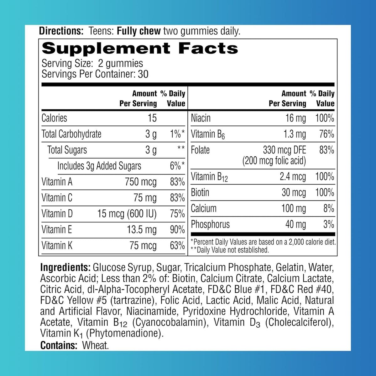 One A Day Teen for Him Multivitamin Gummies – Vitamina C: contribuye al funcionamiento normal del sistema – Image 2