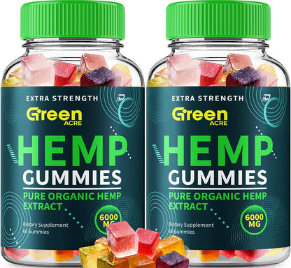 Green Acre Hemp Gummies - Complemento Alimenticio con Extracto de Semilla de Cáñamo, 120 Gomitas (2 Paquetes) – Image 1