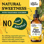 Wild & Organic Pine Pollen Tincture - Tintura de polen de pino ecológica - Extracto puro de Pinus Massoniana - Vegano, sin alcohol ni azúcar - 118 ml