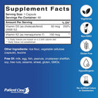 Patient One Vitamina K2 y D3 | 150 mcg K2 (MK-7) y 2000 UI D3 | 60 Cápsulas