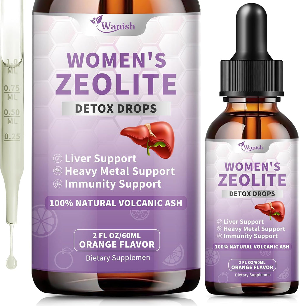 Gotas Premium de Zeolita para Mujeres - 99%+ Ceniza Volcánica Natural Pura con Vitamina B12 y D3 - 118 ml