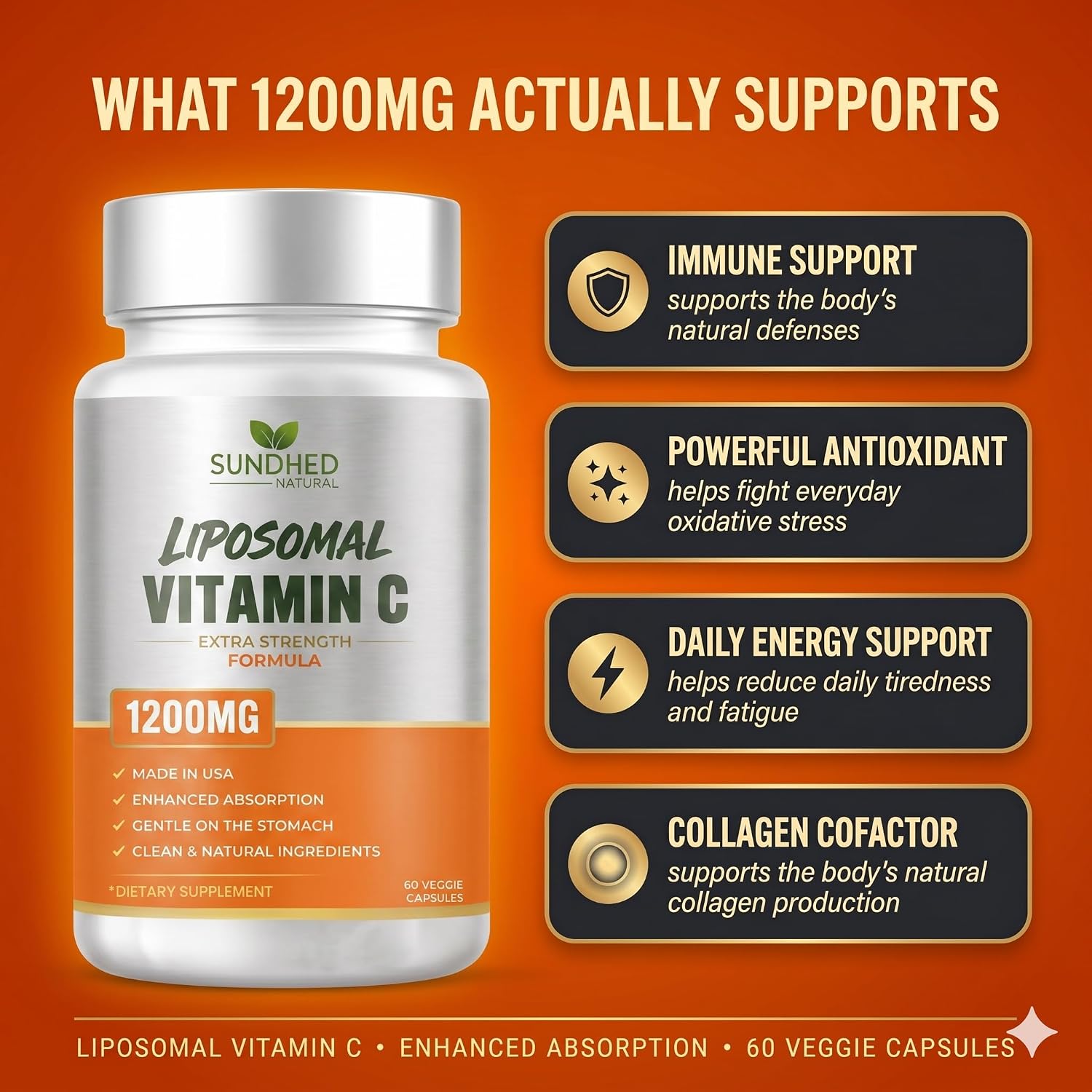 Vitamina C Liposomal Pura - 1200 mg - 60 Cápsulas