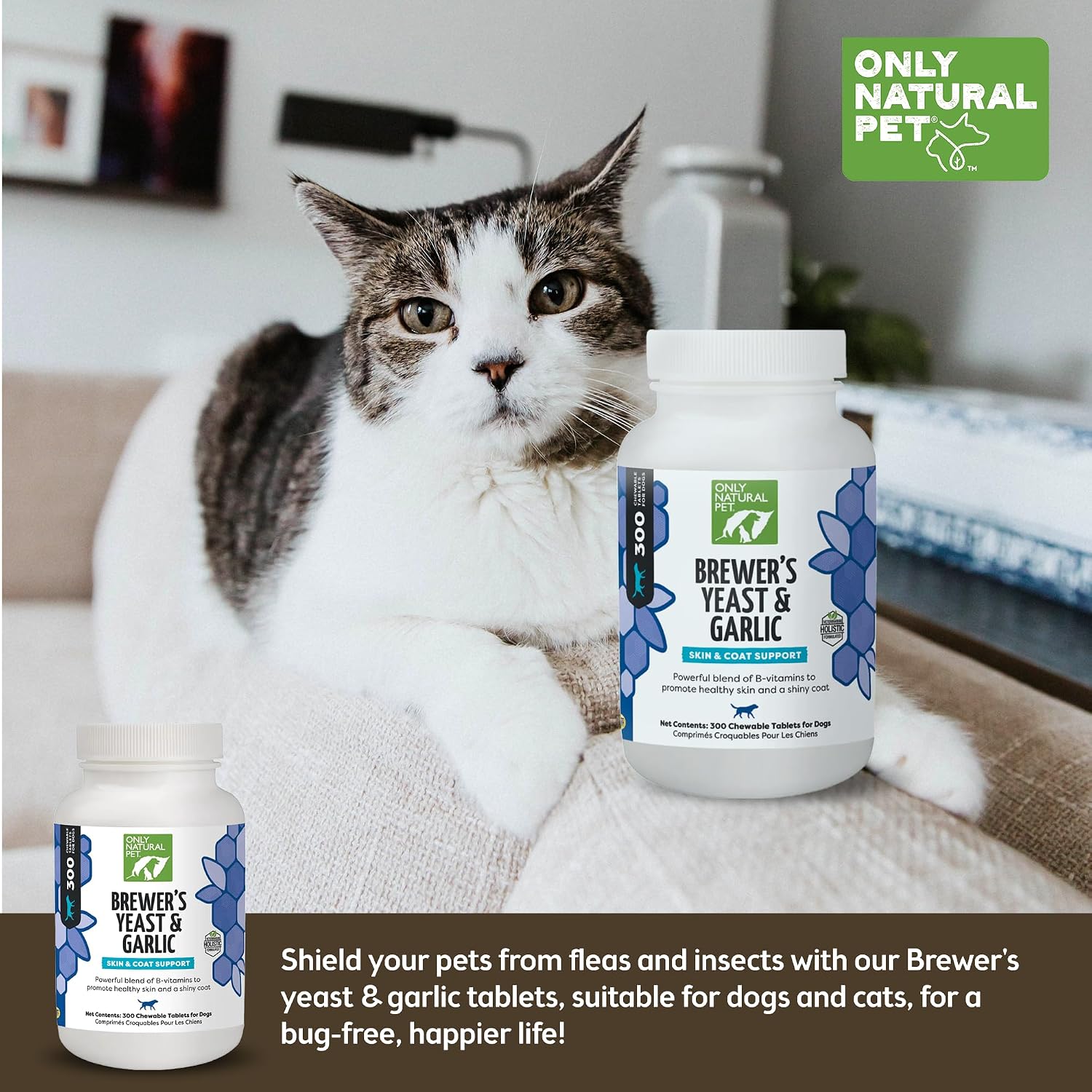 Only Natural Pet Levadura de Cerveza y Ajo Masticables para Perros - 300 Comprimidos
