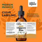 Wild & Organic Gotas de Olmo Resbaladizo - Extracto Líquido de Corteza de Ulmus Rubra - Sin Alcohol, Vegano - 2 fl oz