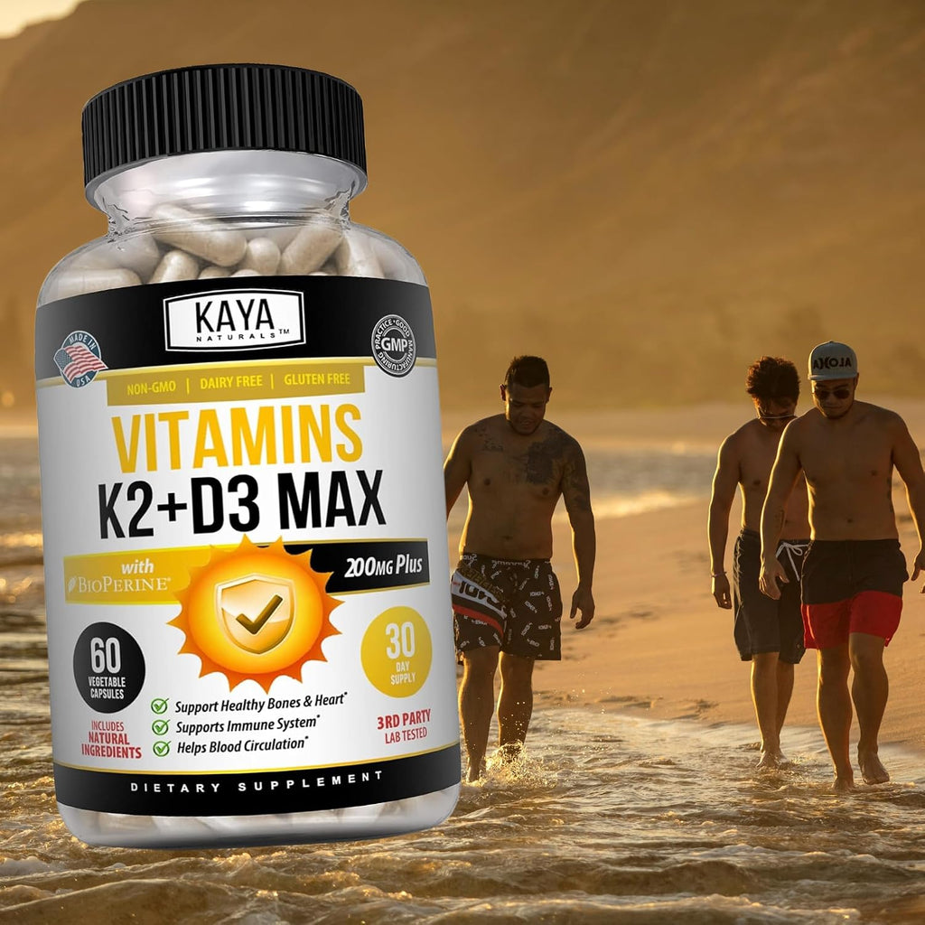 Kaya Naturals Vitamina D3 5000IU con K2 MK-7 - 60 Cápsulas Veganas