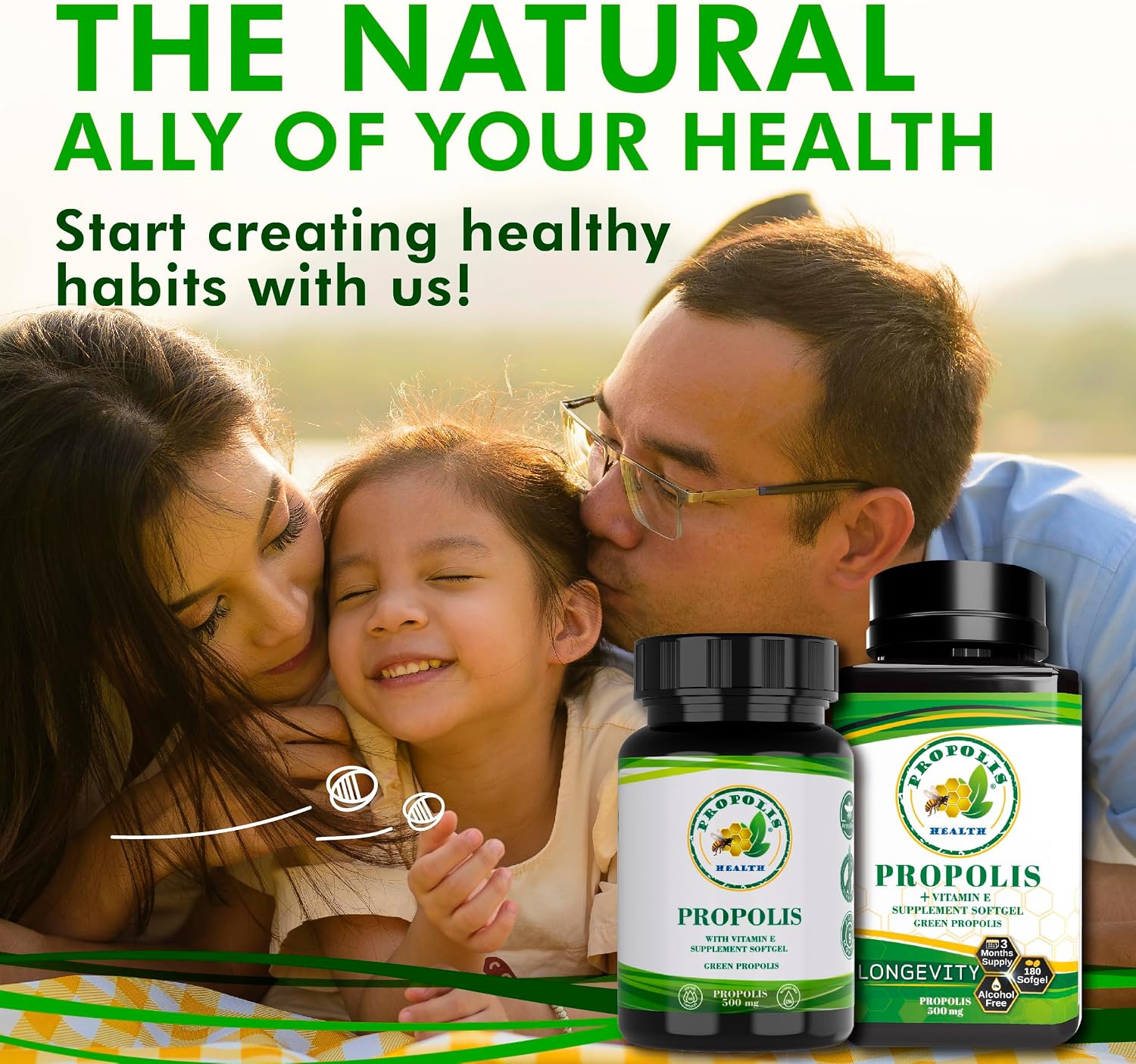Propolis Health Cápsulas de Propóleo con Vitamina E 1000mg (100 Cápsulas)