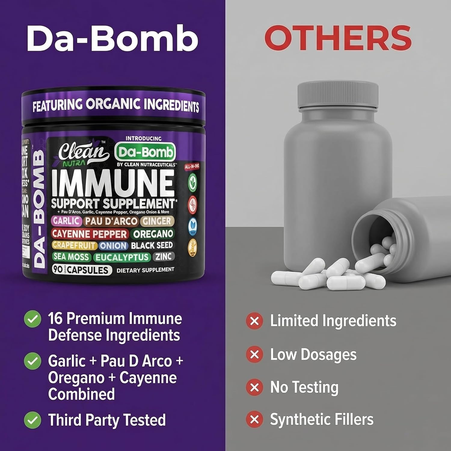 Complejo Inmunológico Orgánico con Pau D'Arco y Vitaminas - Clean Nutraceuticals