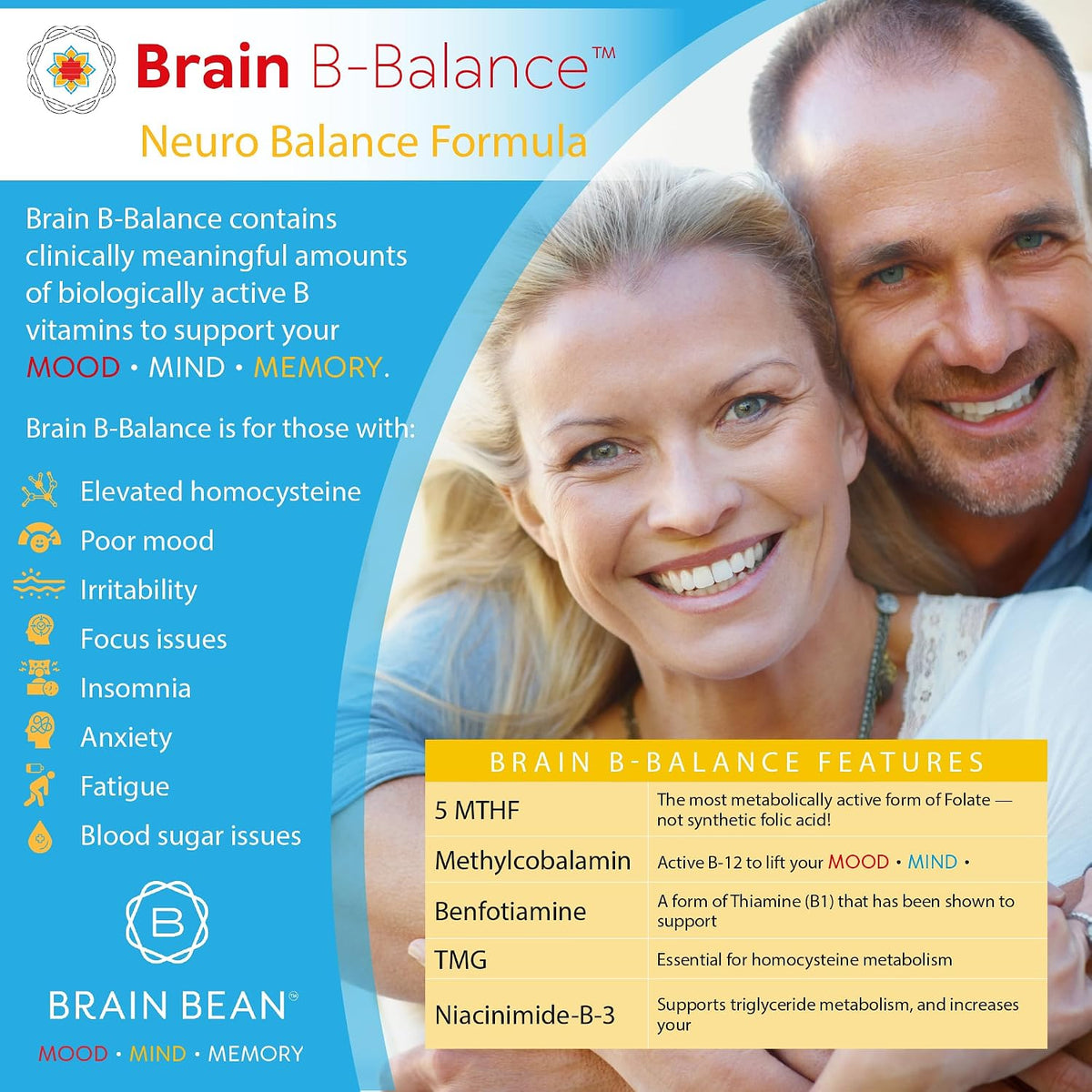 Brain B Balance: Complejo B Metilado - – Benfotiamina: Derivado de la B1 que contribuye al mantenimiento de la – Image 3