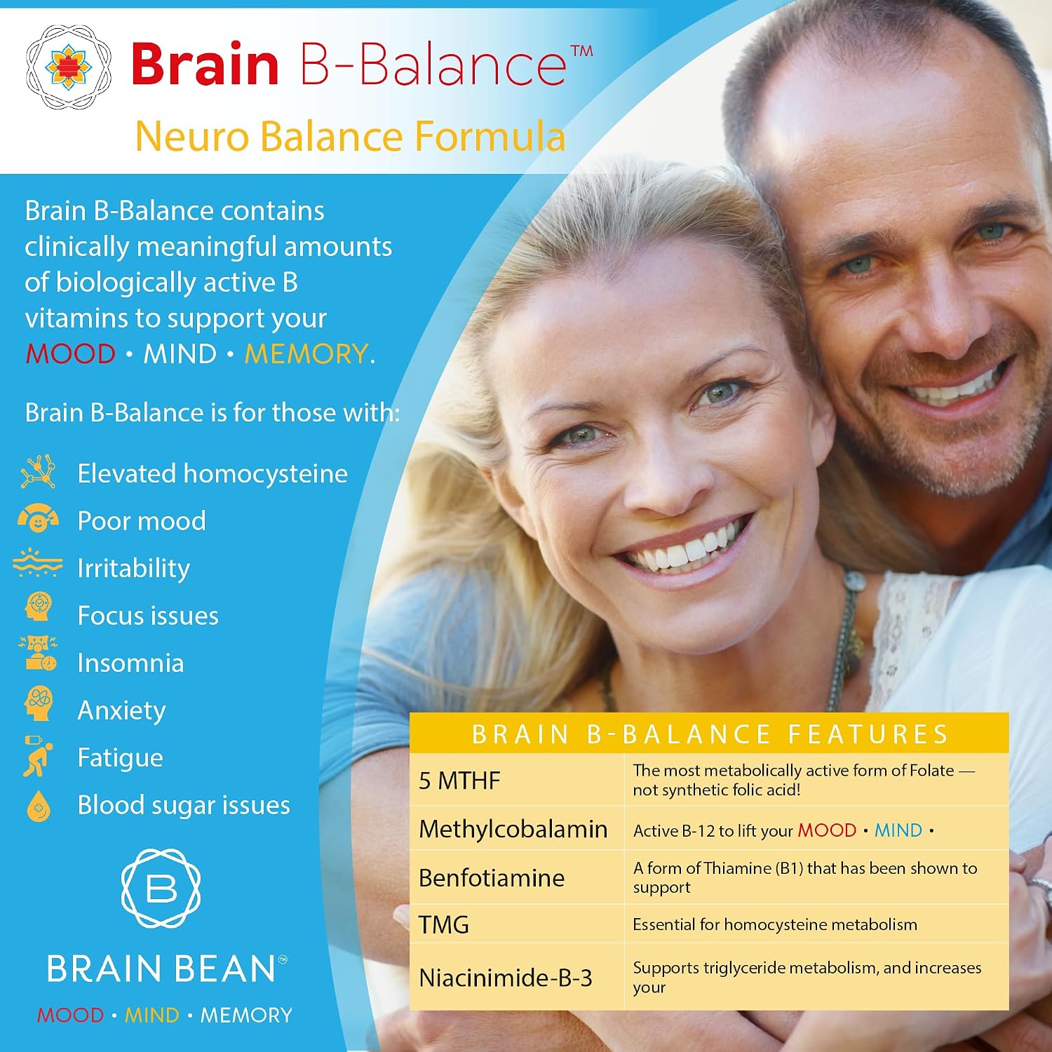Brain B Balance: Complejo B Metilado - Fórmula Neurobalance - 60 Cápsulas Veganas