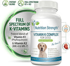 Complemento de vitamina K para perros - K1 y K2 (MK4 + MK7) + Vitamina D3 para la salud ósea, apoyo cardíaco y absorción de calcio - Fórmula avanzada para articulaciones fuertes, músculos y sistema inmunitario - 120 comprimidos