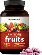 Fruit and Veggies Supplement – 480 Cápsulas Vegetarianas | Mezcla de 40 Frutas y Verduras Enteras | Fórmula Superfood Natural con Vitaminas y Minerales – No Transgénico