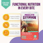 Health Extension Alimento seco sin cereales para perros con búfalo y pescado blanco - 30+ superalimentos y probióticos para todas las etapas de la vida (4,5 kg)