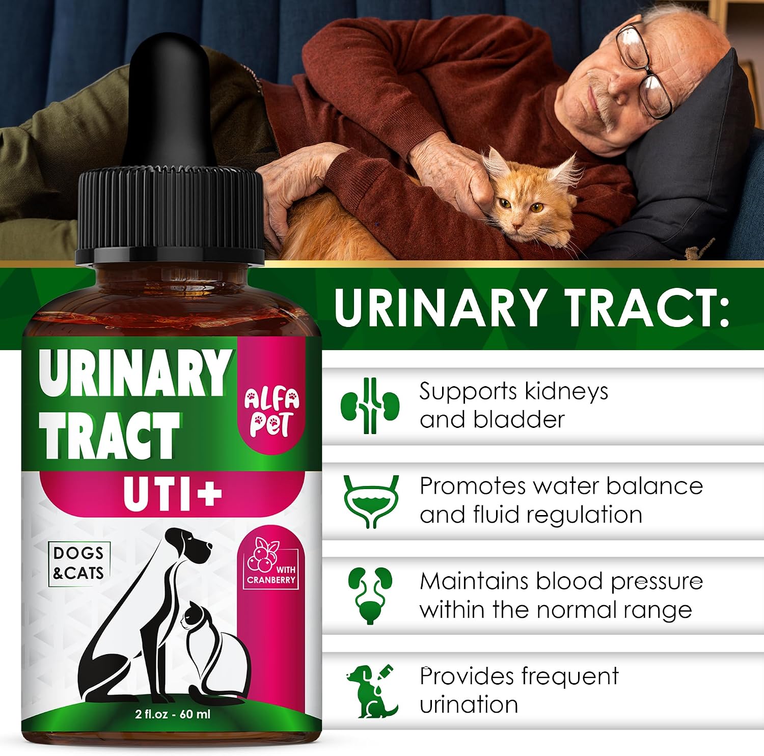 Complemento Urinario con Arándano para Perros y Gatos - Gotas para el Apoyo Renal y Vesical - 60 ml