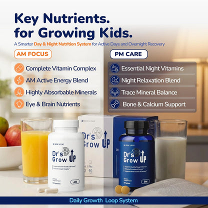 BONE SCIENCE Dr’s Grow UP AM & PM – Sistema Día y Noche para el Crecimiento y Salud Ósea de Niños y Adolescentes – Image 8