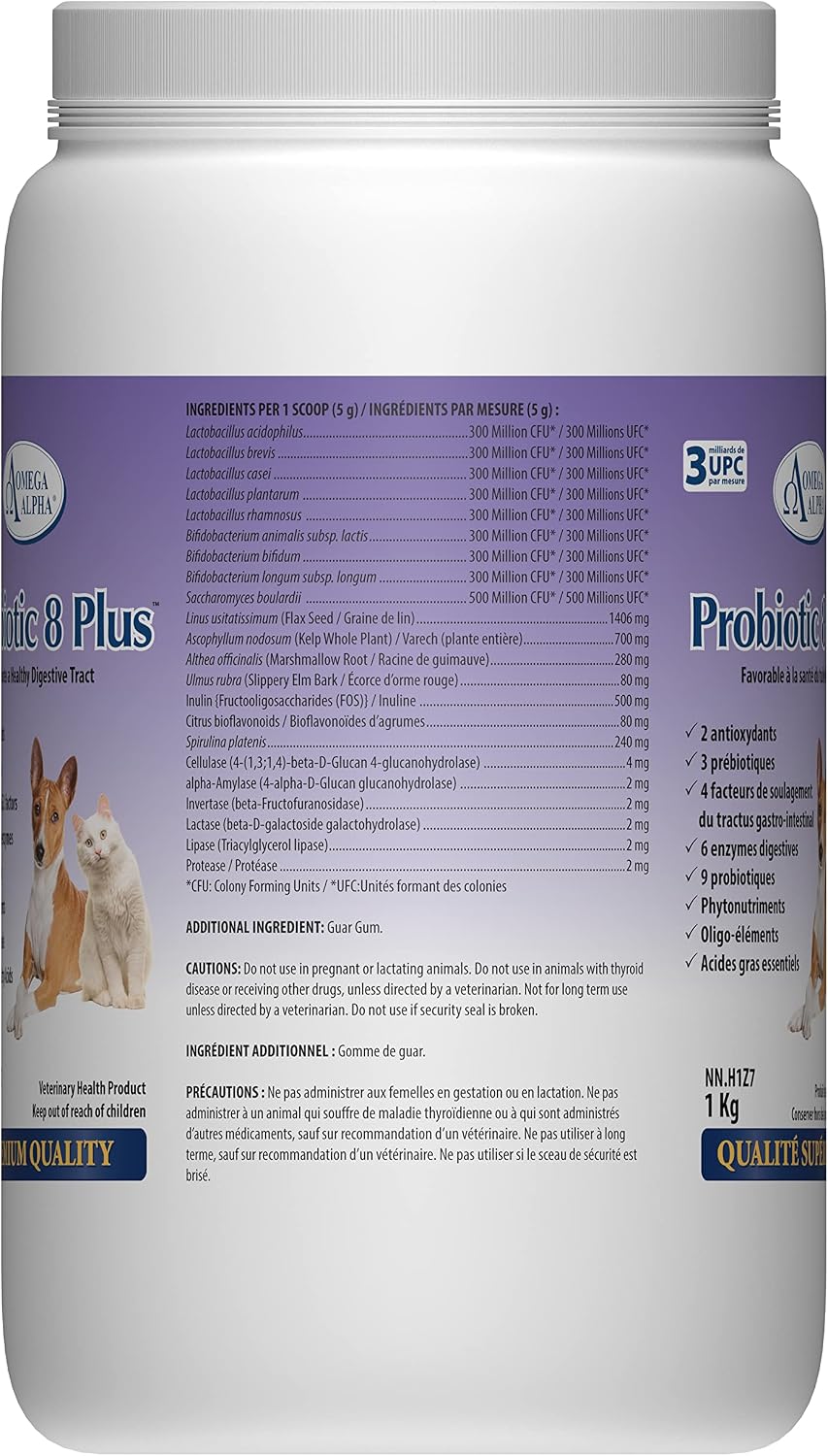 Probiotic 8 Plus Probióticos para Perros y Gatos | Enzimas y Fibra Digestiva | 1 kg