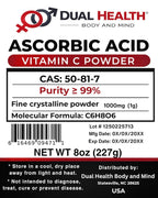 Dual Health Ácido Ascórbico Puro en Polvo – L-Ácido Ascórbico en Cristales Finos – Ingrediente Cosmético – 227 g