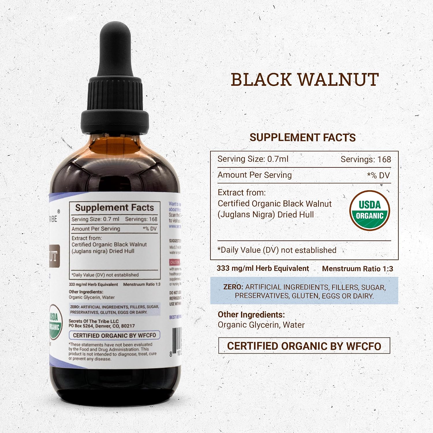 Secrets of the Tribe Black Walnut USDA Organic Extracto Sin Alcohol - 118 ml