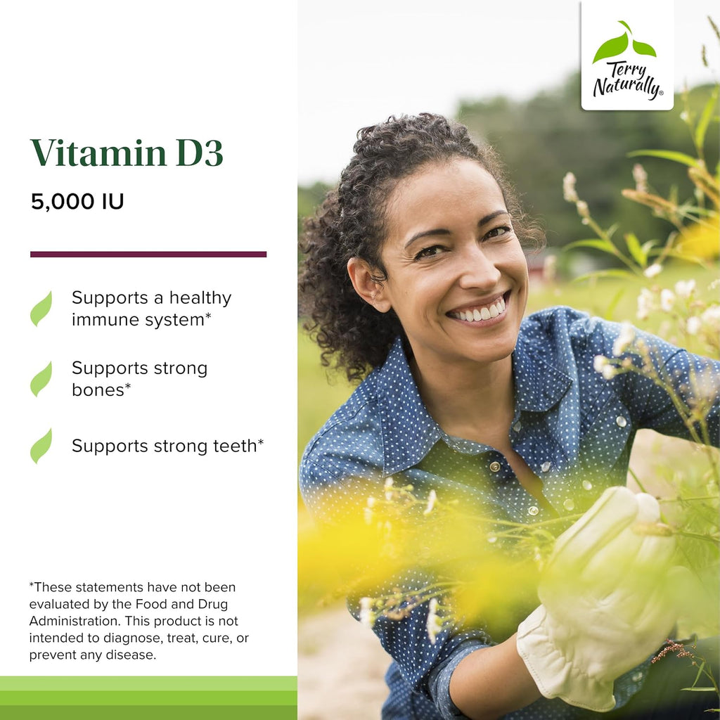 Terry Naturally Vitamina D3 - 125 mcg Colecalciferol, 90 Comprimidos Masticables