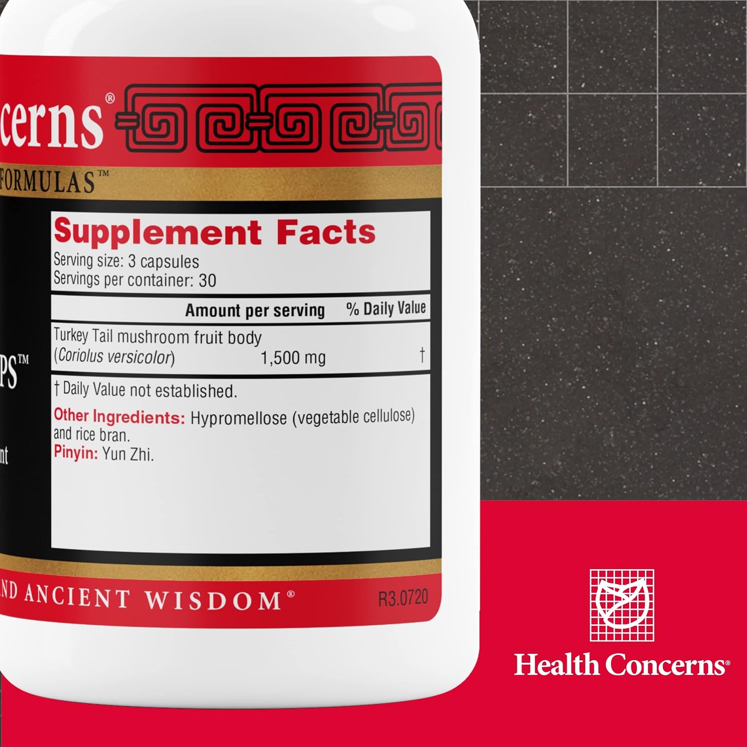 Health Concerns Coriolis PS – Suplemento de Hongo Turkey Tail – 1500mg por Dosis – 90 Cápsulas