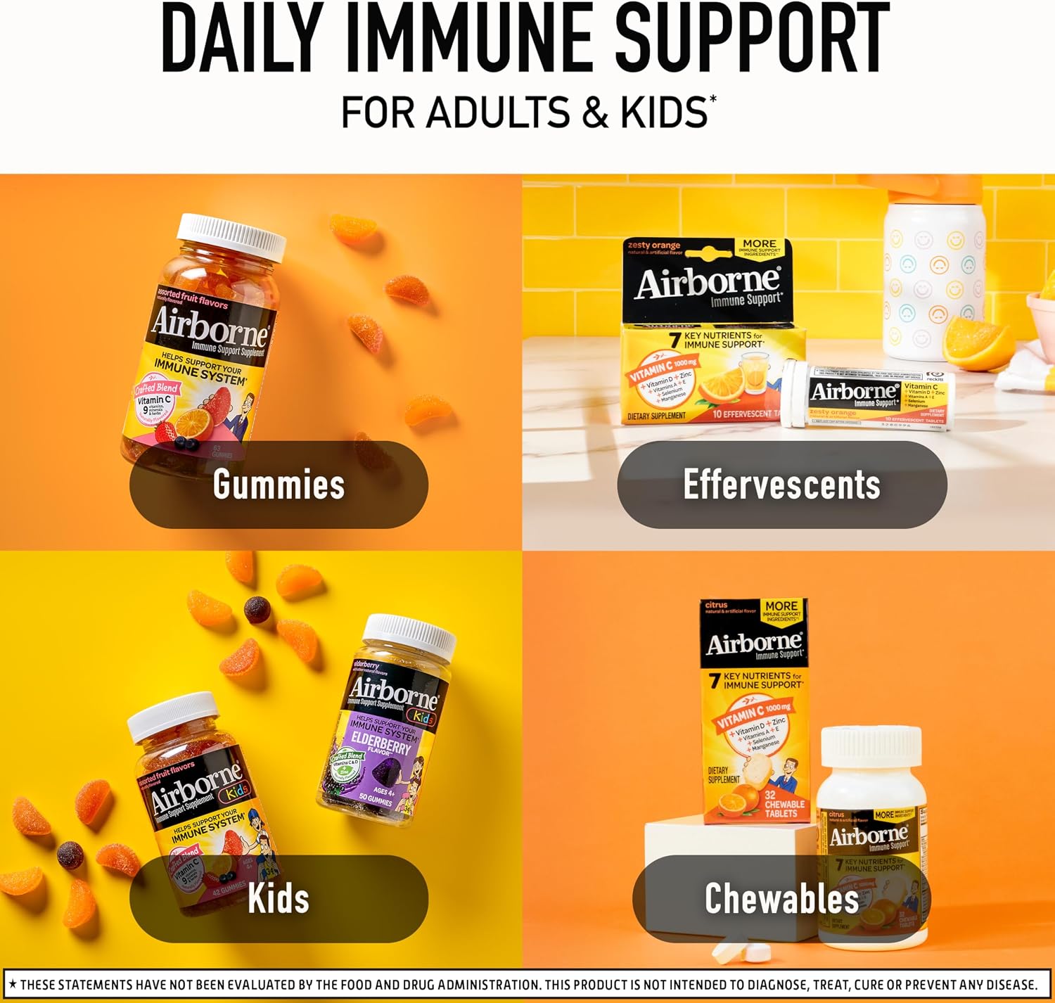 Airborne Citrus Chewable Tablets, 200 comprimidos masticables