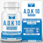 LifeStrength ADK 10 - 90 Cápsulas - Complejo de Vitaminas A, D3 10.000 UI y K2 (MK-7)