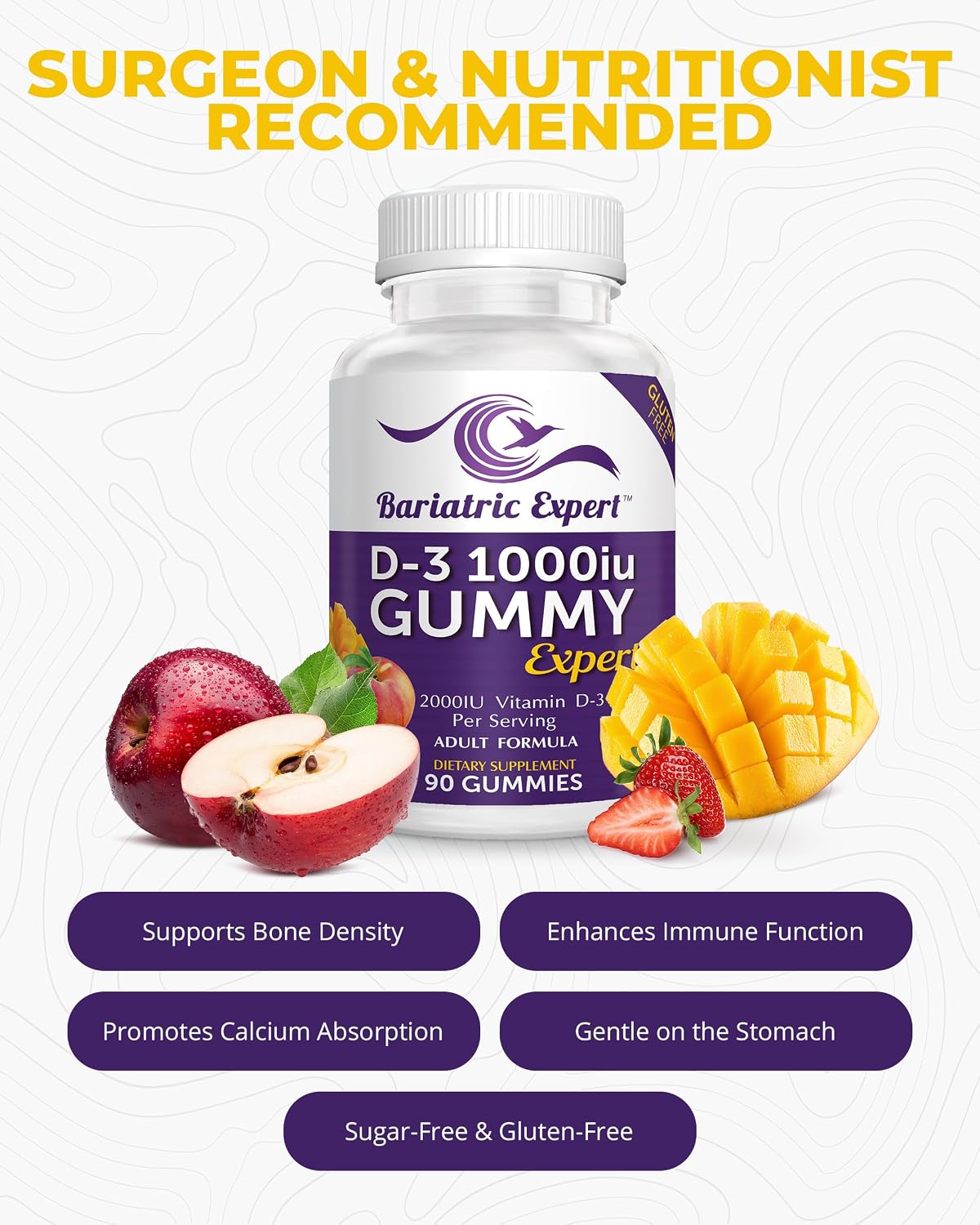 Bariatric Expert D3 Vitamina – Suplemento alimenticio de disolución rápida para adultos después de cirugía bariátrica, 90 unidades
