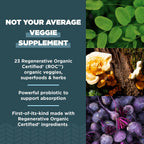 Ancient Nutrition SuperVeggies Cápsulas - Certificado Orgánico Regenerativo, 60 Cápsulas