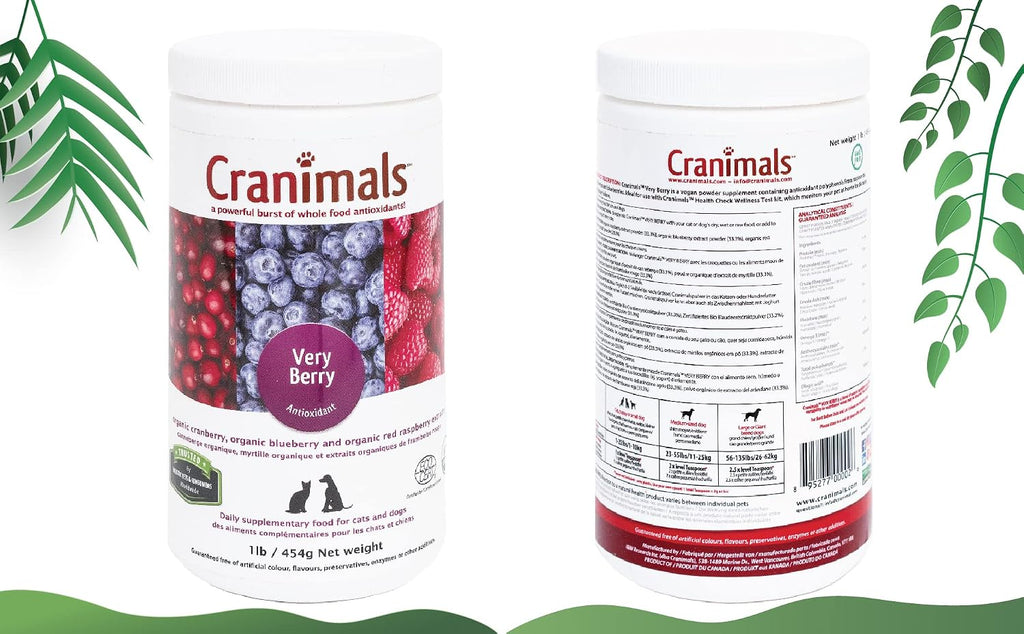 Cranimals VeryBerry Polvo Antioxidante de Bayas Superfood para Perros y Gatos, 454 g