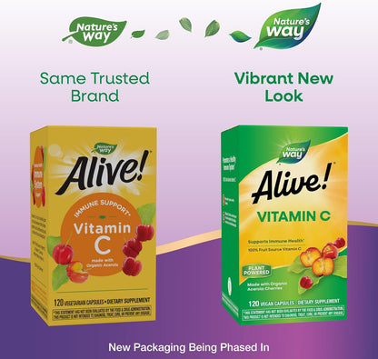 Alive! Vitamina C con Acerola Orgánica - 120 Cápsulas – Image 2