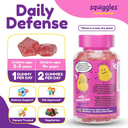 Squiggles Sniffle Berries Gomitas de Saúco, Propóleo y Equinácea para Niños - 100 uds – Image 3