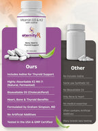 Eternity Medicine Rx Vitamina D3 y K2 5000 UI - Alta Potencia - Apoyo Óseo y Cardiovascular - 90 Cápsulas