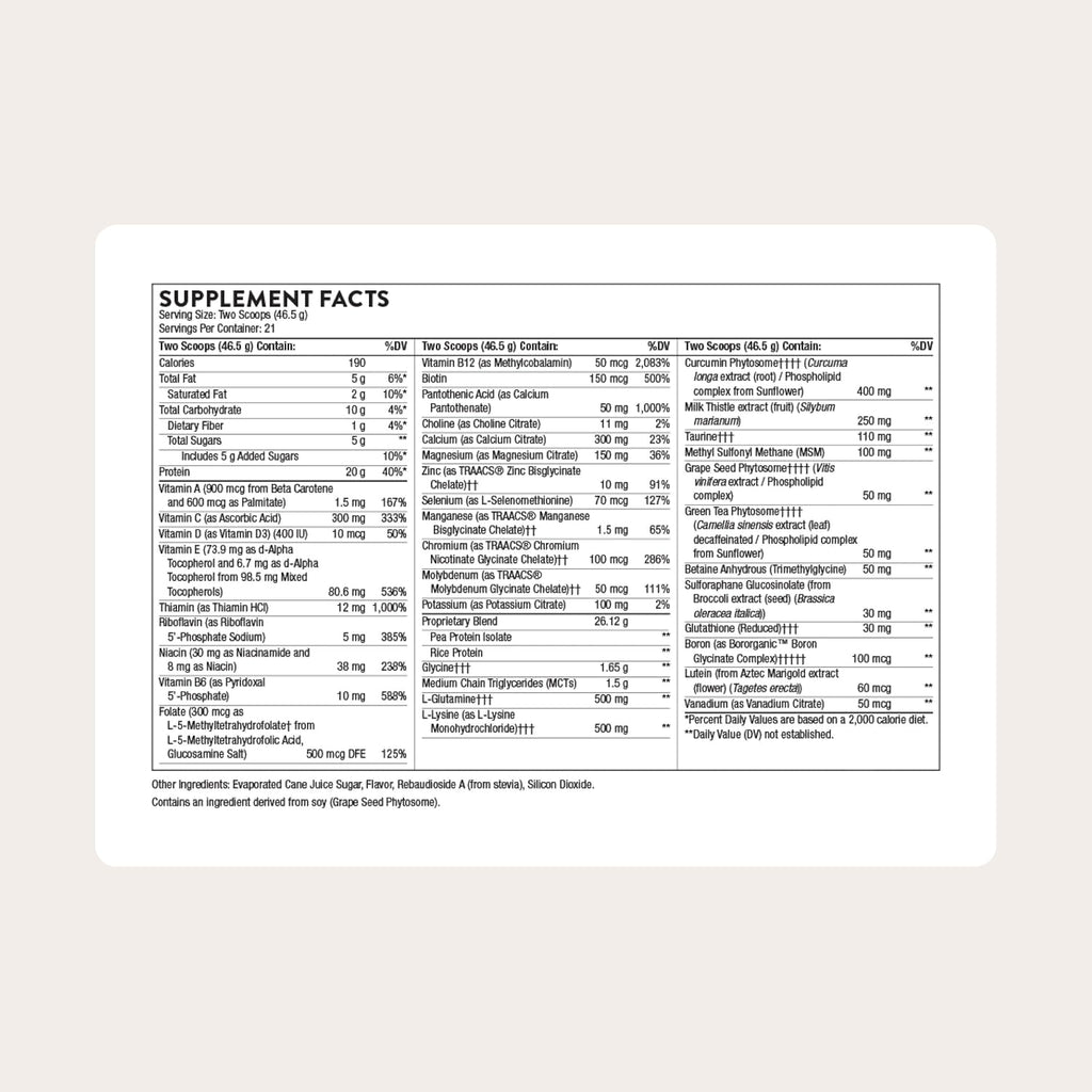 THORNE MediClear-SGS - Proteína de Arroz y Guisante con Vitaminas, Minerales y Antioxidantes - Sabor Vainilla - 21 Porciones