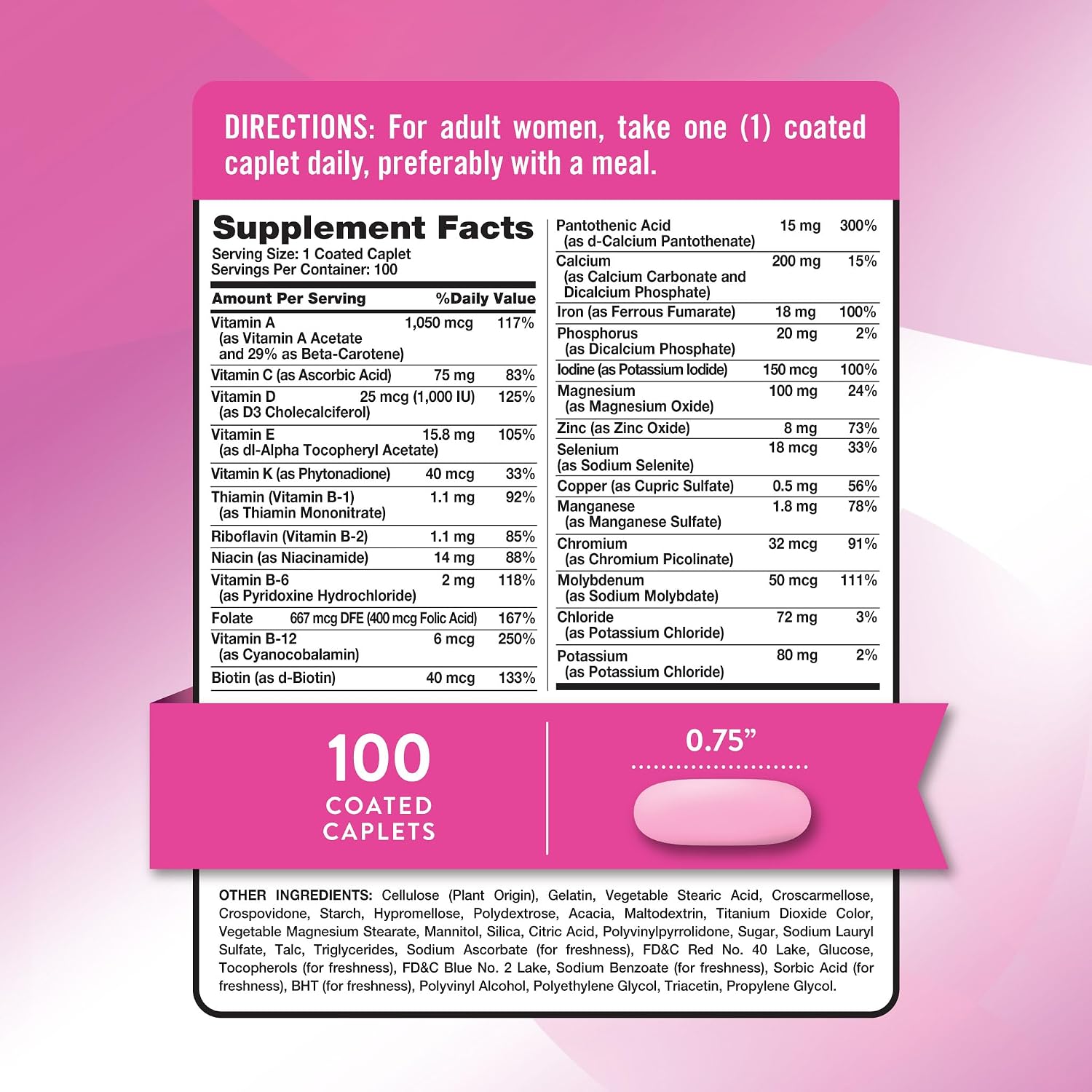 Nature's Truth Multivitamínico para Mujeres con Hierro | 100 Comprimidos | Sin OGM y Sin Gluten
