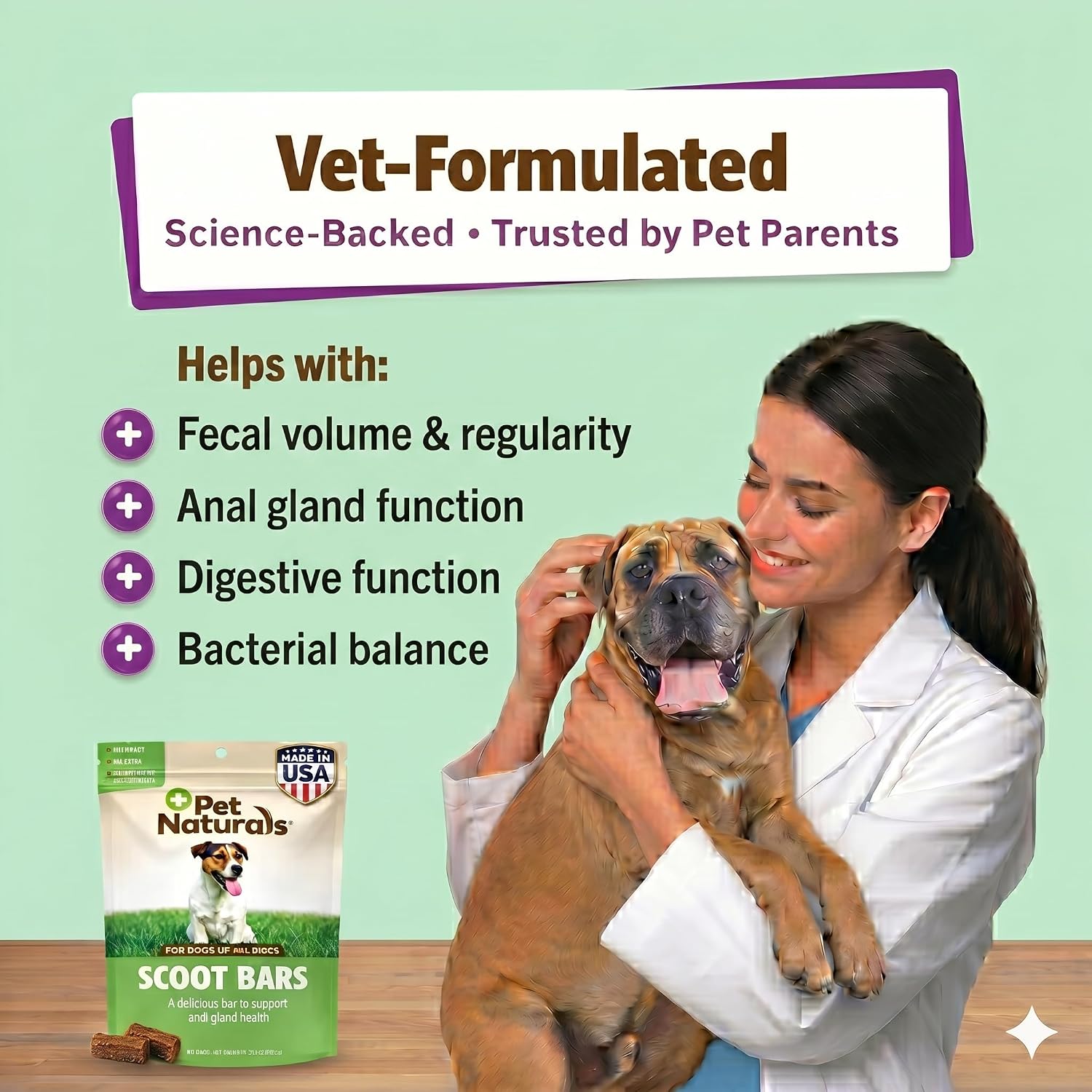Pet Naturals Scoot Bars, Suplemento de Fibra para Perros, Calabaza y Extracto de Alerce, Apoyo para Glándulas Anales, Heces Firmes, Barritas Sabor Pato, 30 Unidades