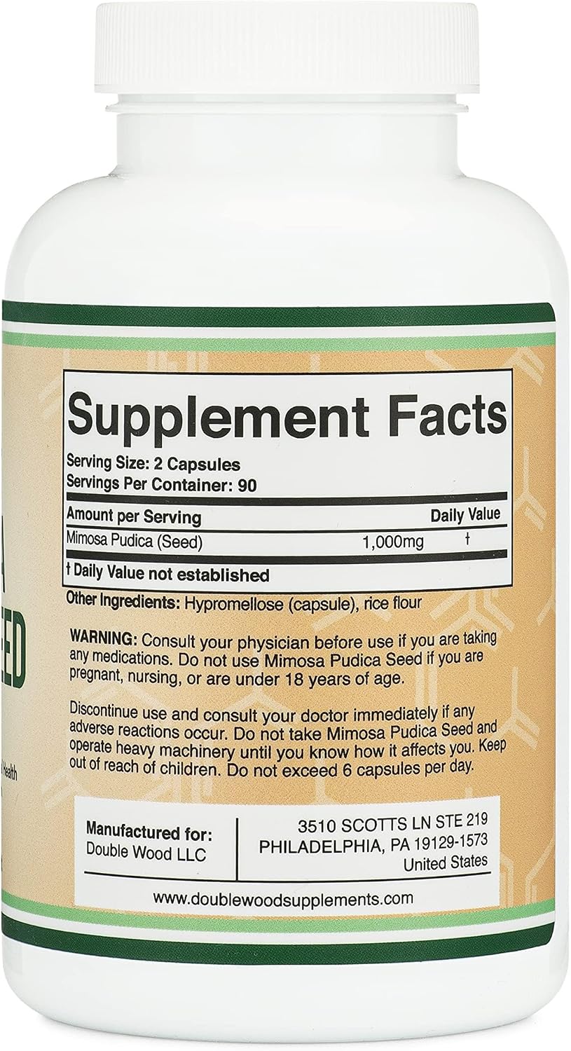 Cápsulas de Semilla de Mimosa Pudica (180 Cápsulas, 3 Meses) 1000mg, Apoyo Digestivo, de Double Wood