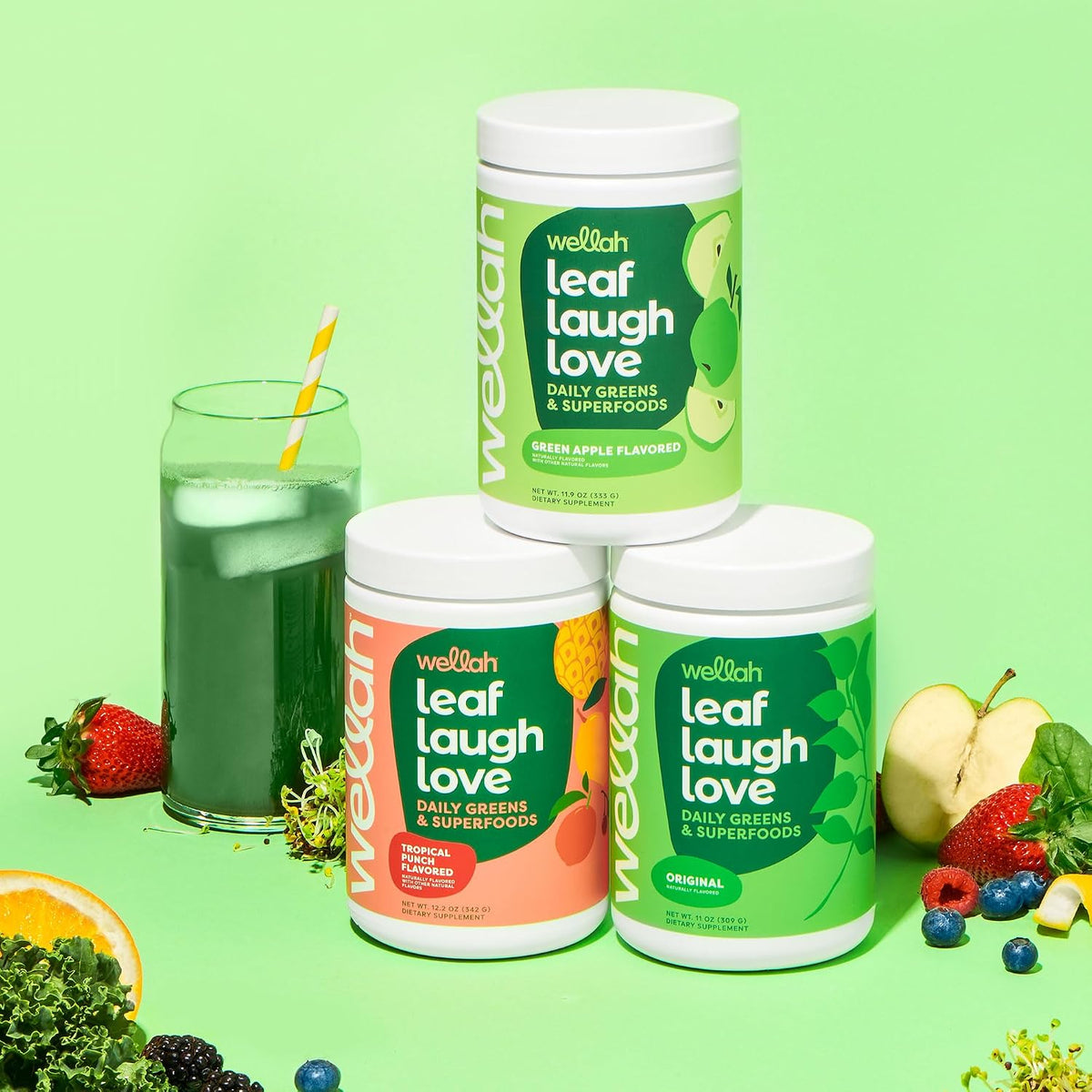 Wellah Leaf, Laugh, Love Super Greens Powder (Sin Sabor) 30 Porciones - Mezcla de Superalimentos – Image 5