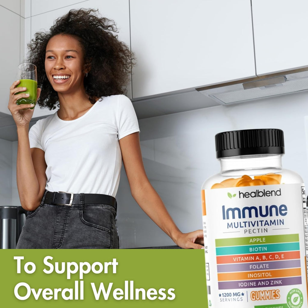 healblend Multivitamin Bear Gummies para Adultos | Vitaminas C, D3, B6, B12, Hierro, Zinc