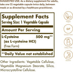Solgar L-Cisteína 500 mg, 90 Cápsulas Vegetales - Aminoácido Libre