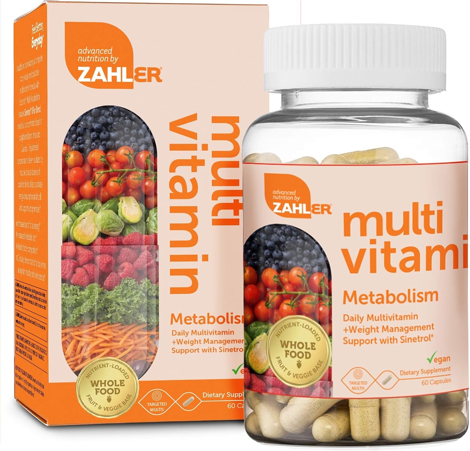 Zahler Multivitamin Metabolism + Apoyo al Control de Peso para Mujeres y Hombres con Hierro, Certificado Kosher, 60 Cápsulas