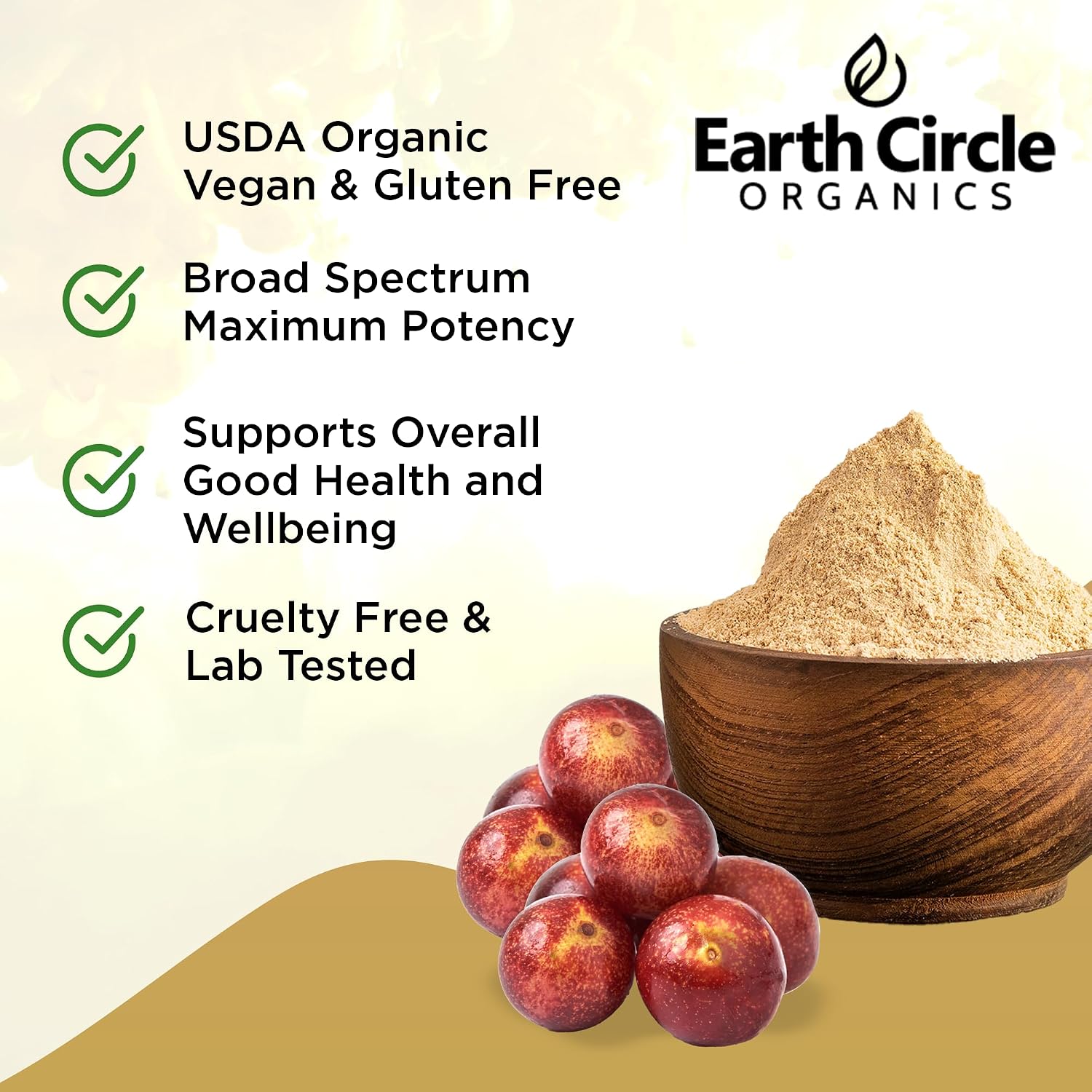Earth Circle Organics Camu Camu en Polvo – Superalimento Orgánico con Vitamina C Natural y Antioxidantes – Vegano, Kosher, No OGM – 85 g (Pack de 3)