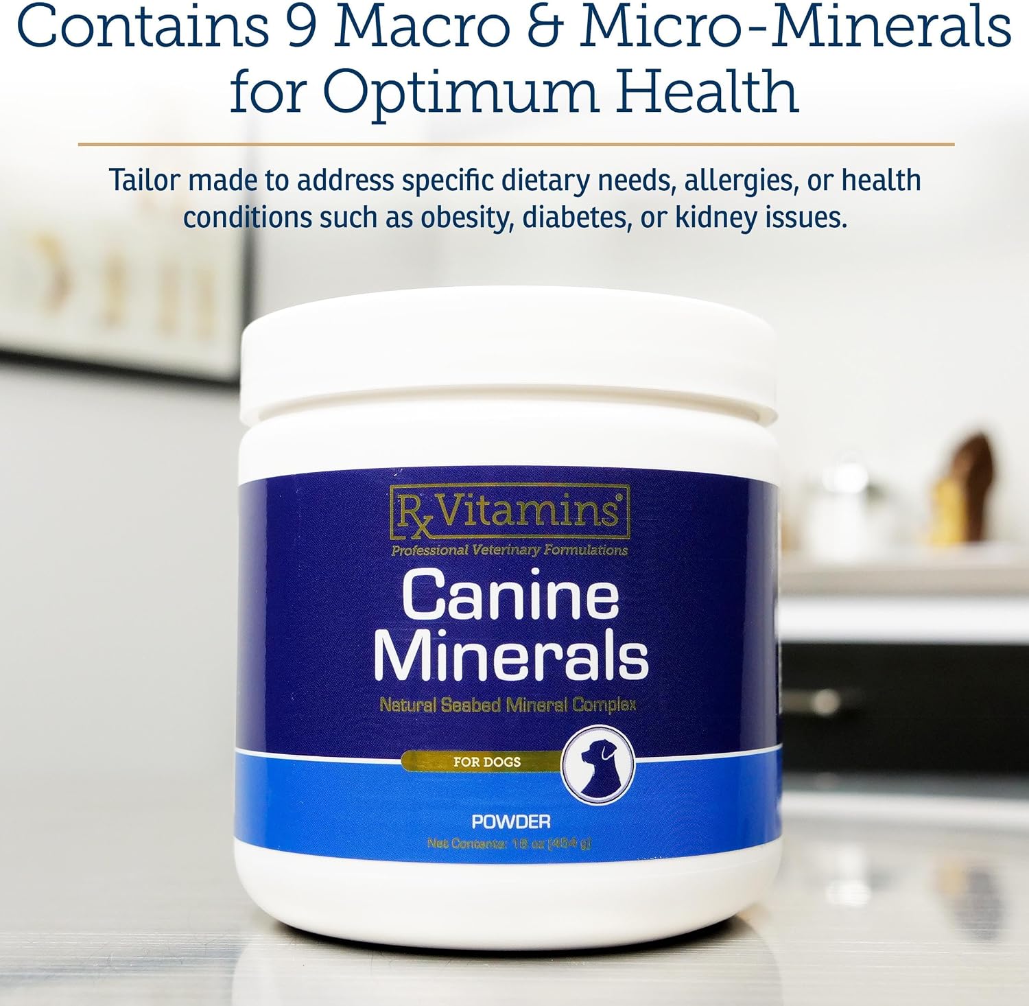 Rx Vitamins Canine Minerals - Minerales Esenciales para Perros - Calcio, Magnesio, Hierro - 454 g